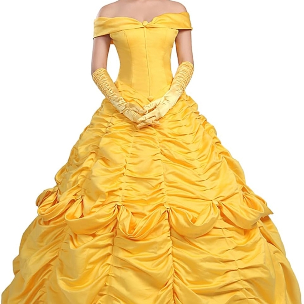 Yellow Off-Shoulder Ball Gown Dress